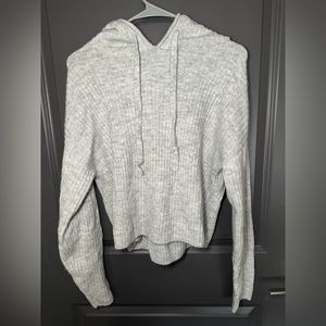 PINK cropped sweater w/ hood